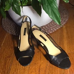 Ecco Strappy Black Leather Pumps
